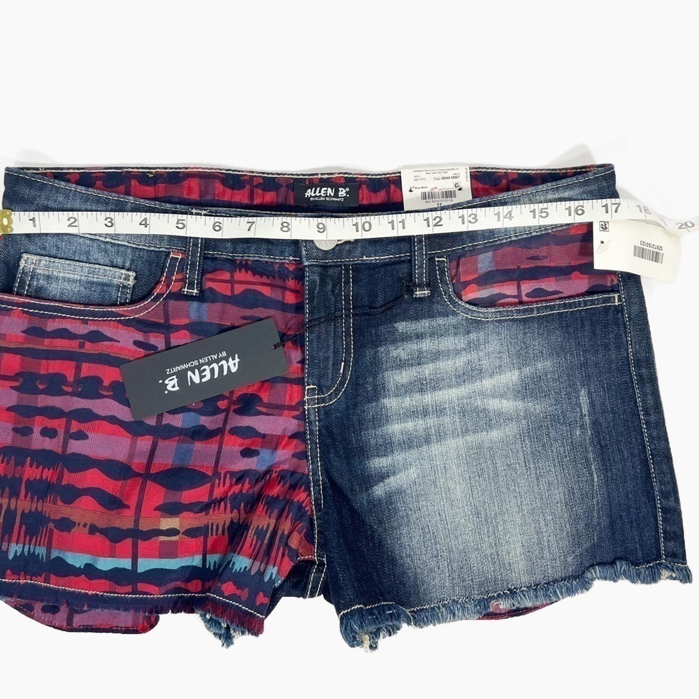 NWT Allen B by Allan Schwartz Mixed Media Vintage Blue Denim Shorts size 12 - Picture 4 of 11